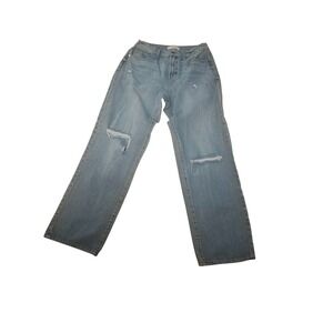 Level 99 Womens Distressed Straight Leg Jeans Light Wash Blue Ripped Size 29